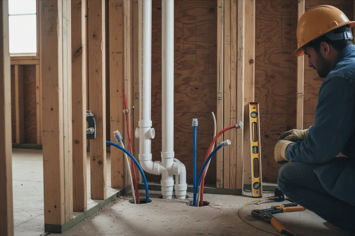 Drain and supply rough-in during Leak Detection in Stevensville